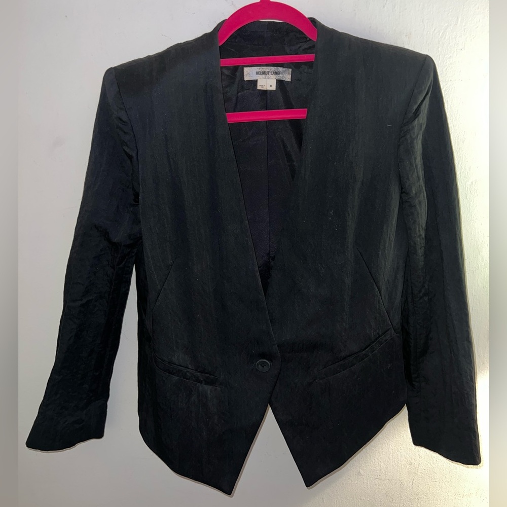 Helmut Lang Black Tuxedo Puckering Blazer Jacket